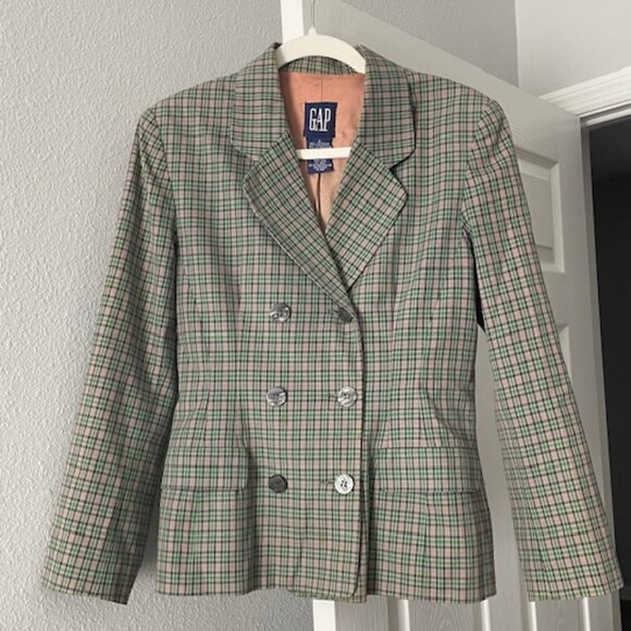 GAP Women's Size 4 Plaid 3 Button Blazer - Picture 1 of 5